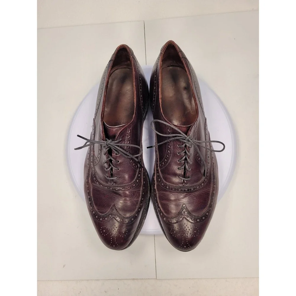 Allen Edmonds McAllister Mens Burgundy Leather Wingtip Oxford Dress Shoes 10.5 B